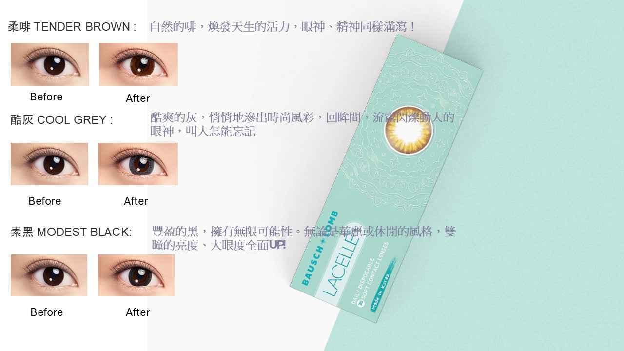 BAUSCH + LOMB 近視用 隱形眼鏡 LACELLE 大眼 CON 系列 1 DAY (30片)